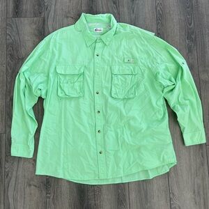 World Wide Sportsman Fishing Mesh Mint Green Outdoor Long Sleeve Button Shirt